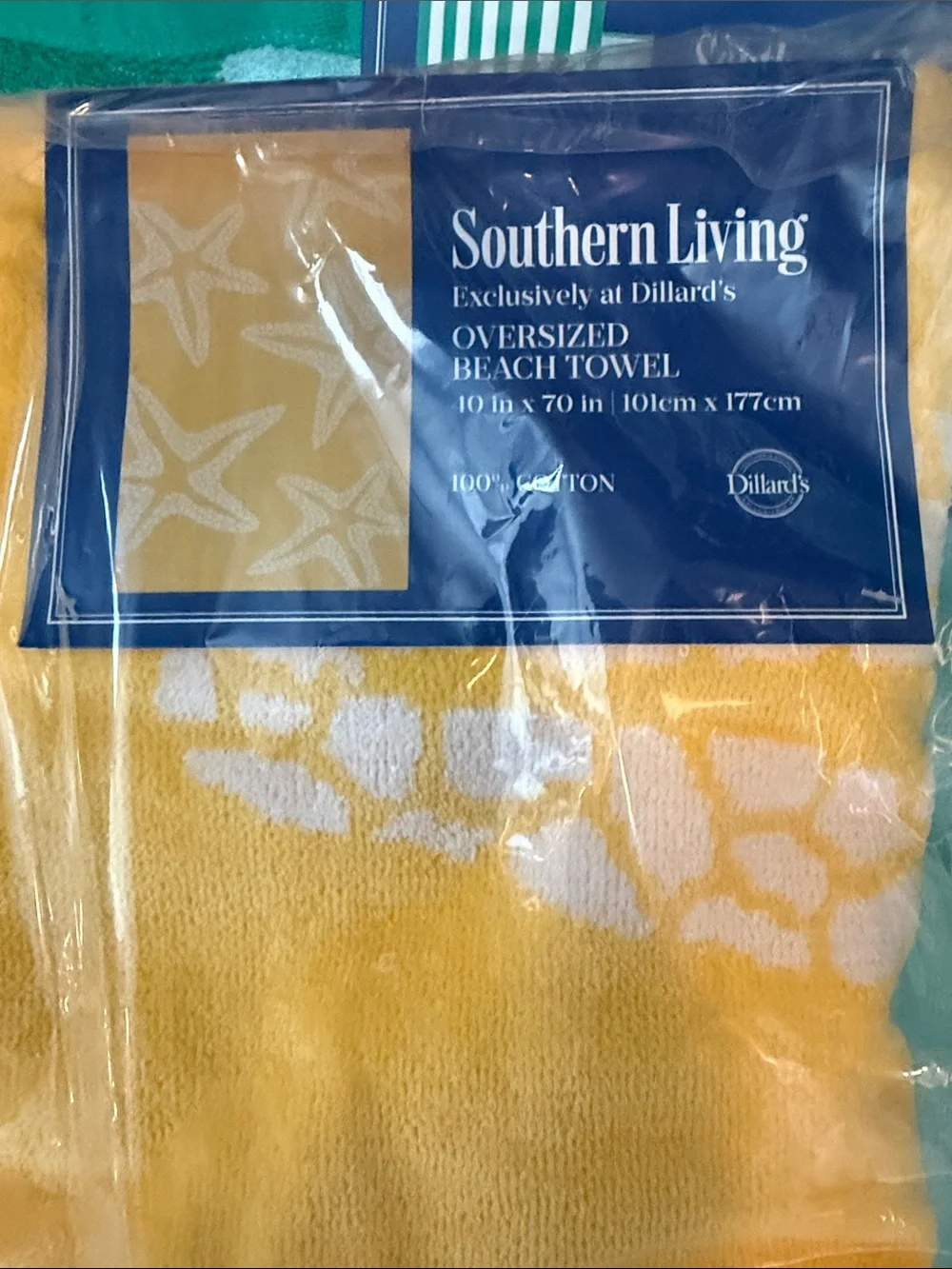 Southern Living Oversized Yellow and White Starfish Beach Towel 40x70